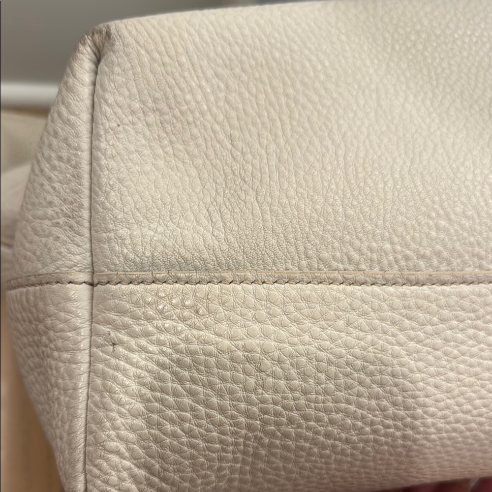 Prada Beige Leather Tote with Gold Accents, and long handle strap - Picture 11 of 16